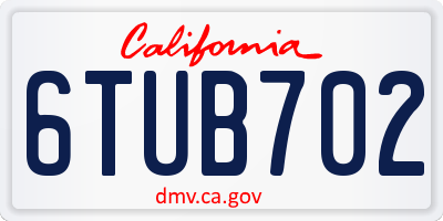 CA license plate 6TUB702