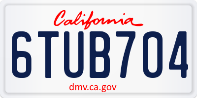 CA license plate 6TUB704