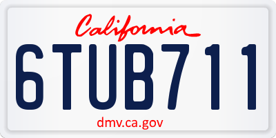 CA license plate 6TUB711