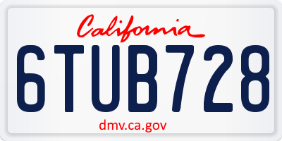 CA license plate 6TUB728