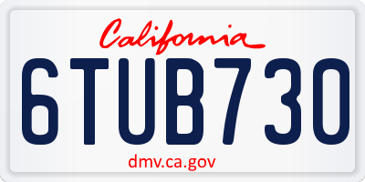 CA license plate 6TUB730