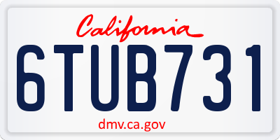 CA license plate 6TUB731