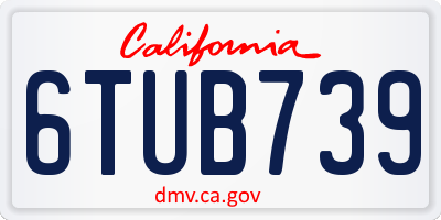 CA license plate 6TUB739
