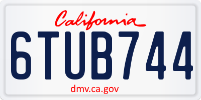 CA license plate 6TUB744