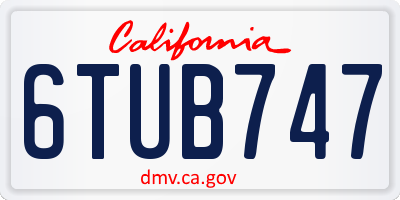 CA license plate 6TUB747