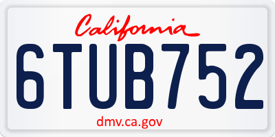 CA license plate 6TUB752