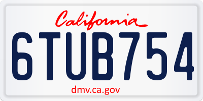 CA license plate 6TUB754