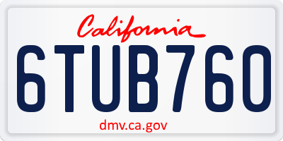 CA license plate 6TUB760