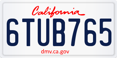 CA license plate 6TUB765
