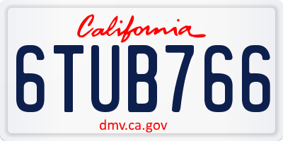 CA license plate 6TUB766