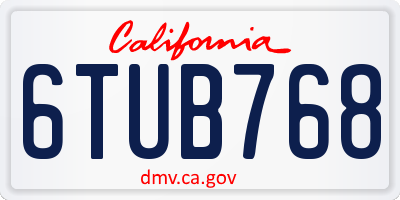 CA license plate 6TUB768