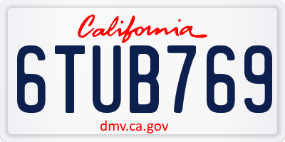 CA license plate 6TUB769