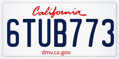 CA license plate 6TUB773