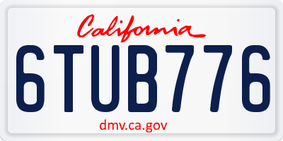 CA license plate 6TUB776