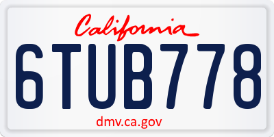 CA license plate 6TUB778