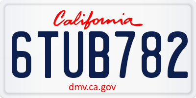 CA license plate 6TUB782
