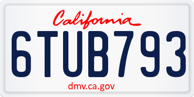 CA license plate 6TUB793