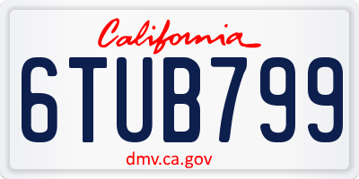 CA license plate 6TUB799
