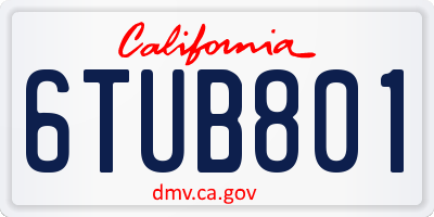 CA license plate 6TUB801
