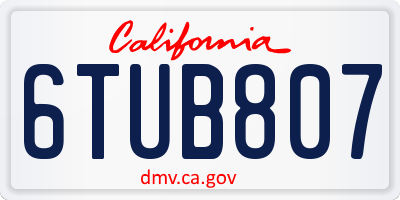 CA license plate 6TUB807