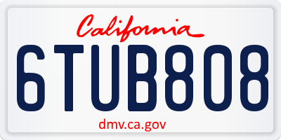 CA license plate 6TUB808