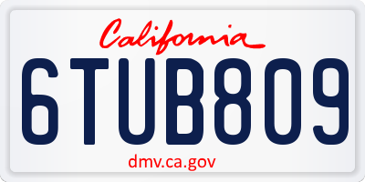 CA license plate 6TUB809
