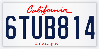 CA license plate 6TUB814