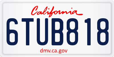 CA license plate 6TUB818