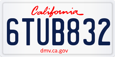 CA license plate 6TUB832