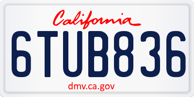 CA license plate 6TUB836