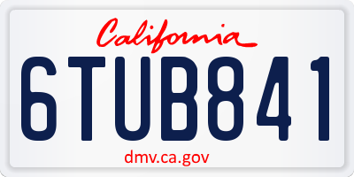 CA license plate 6TUB841