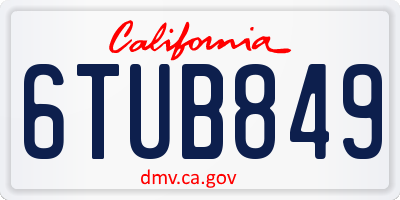 CA license plate 6TUB849