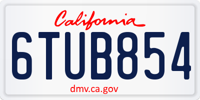 CA license plate 6TUB854