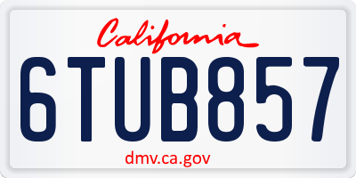 CA license plate 6TUB857