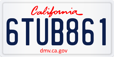 CA license plate 6TUB861