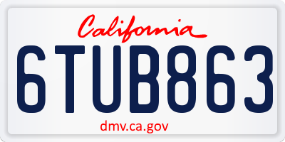 CA license plate 6TUB863