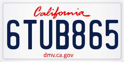 CA license plate 6TUB865
