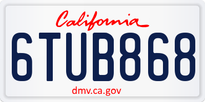 CA license plate 6TUB868