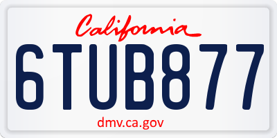 CA license plate 6TUB877