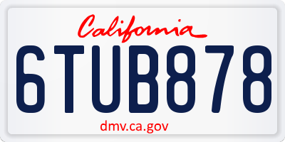 CA license plate 6TUB878