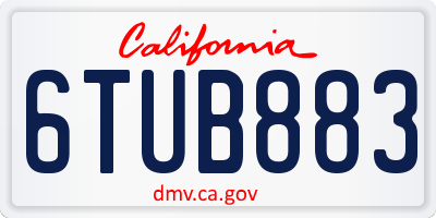 CA license plate 6TUB883