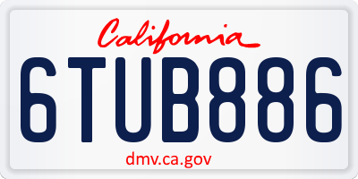 CA license plate 6TUB886