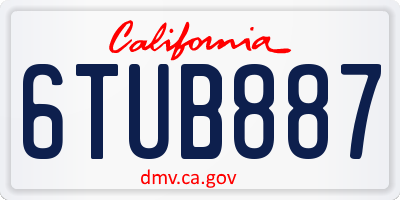 CA license plate 6TUB887