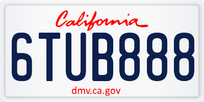 CA license plate 6TUB888