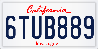CA license plate 6TUB889