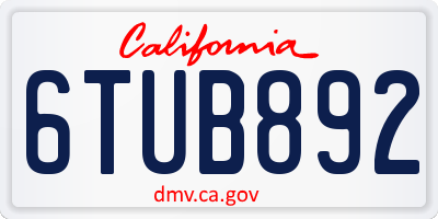 CA license plate 6TUB892