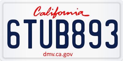 CA license plate 6TUB893