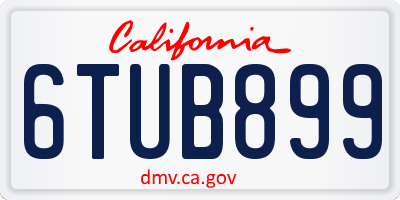 CA license plate 6TUB899