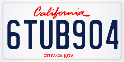 CA license plate 6TUB904