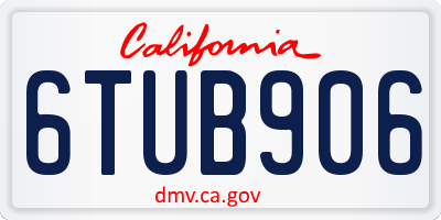 CA license plate 6TUB906